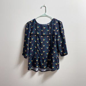 Navy rooster print top